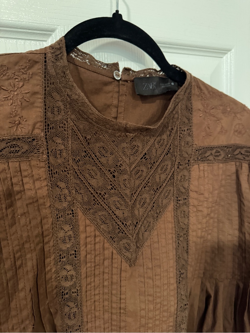 Zara ZW collection Lace Blouse - Brown - L - Picture 8 of 9